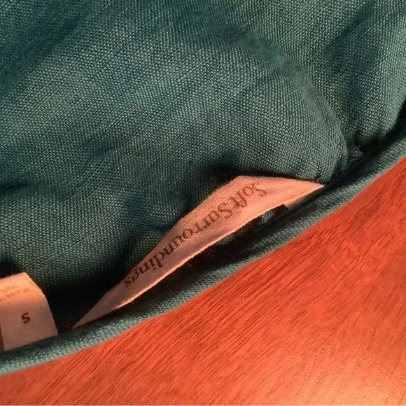 Linen Cotton Blend Teal Embroidered Women's dress Boho - Picture 4 of 5